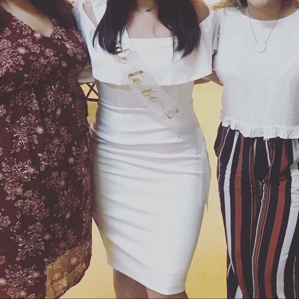 White Bardot Midi Dress Crepe Material WORN ONCE